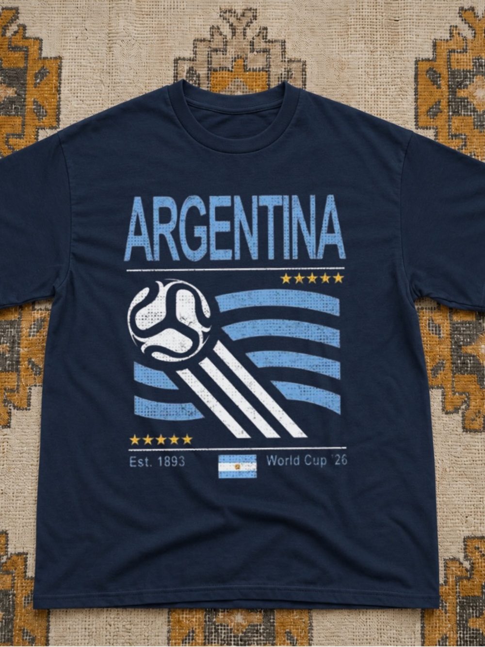 Argentina Soccer World Cup Graphic Tee - Navy Blue